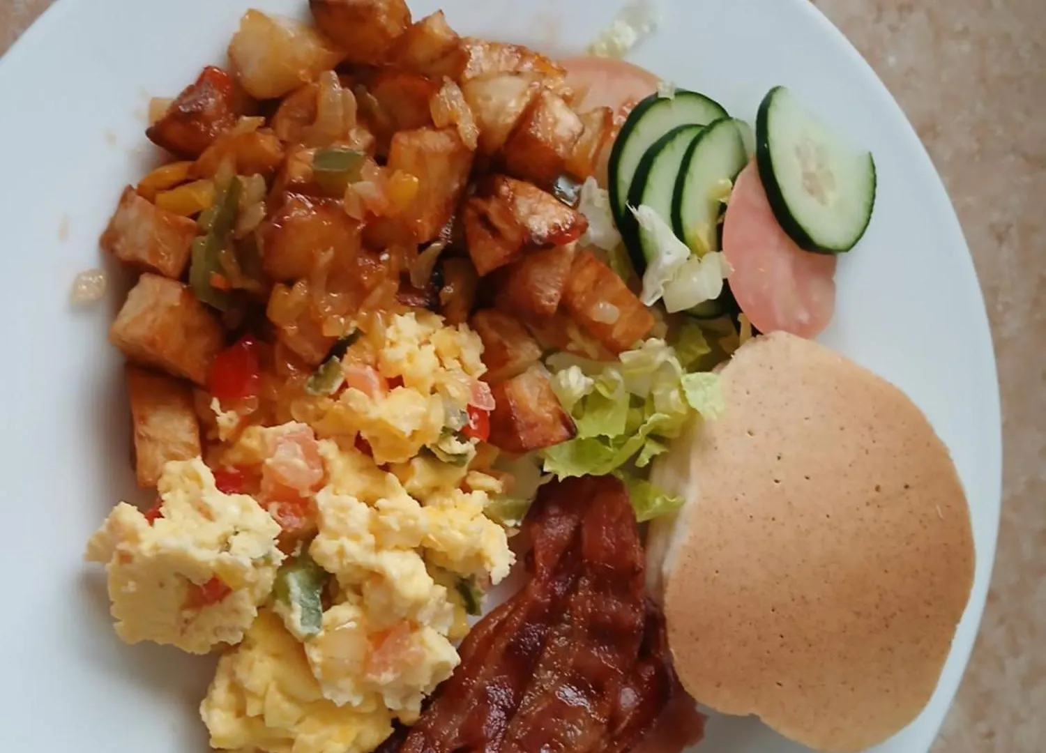 Full Caribbean breakfast plate served at Compassionate Touch B&B